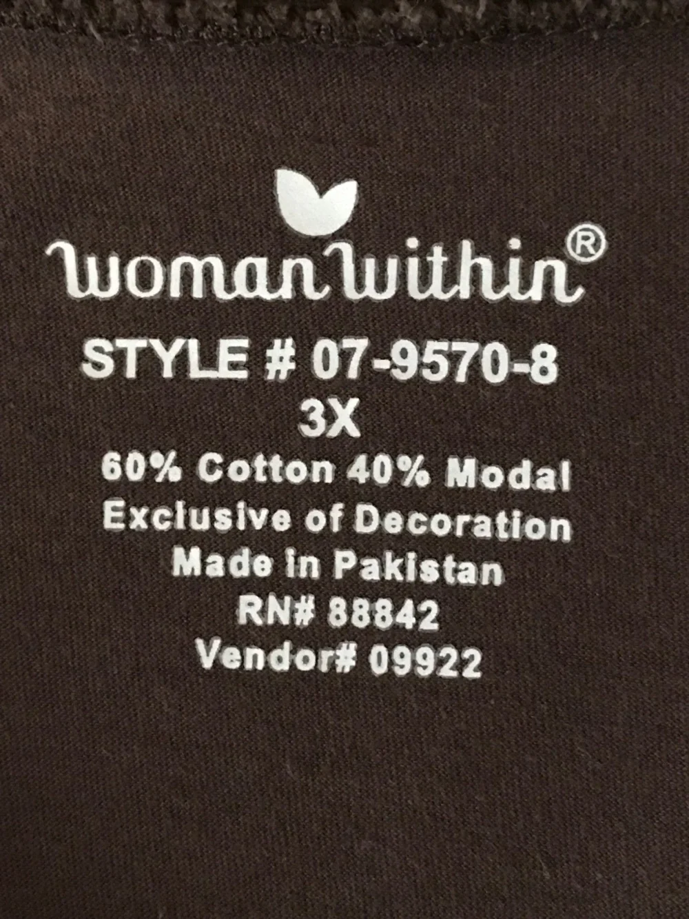 WOMAN WITHIN Long Sleeve Ruffle Trim Tunic Brown Women’s Plus Size 3X